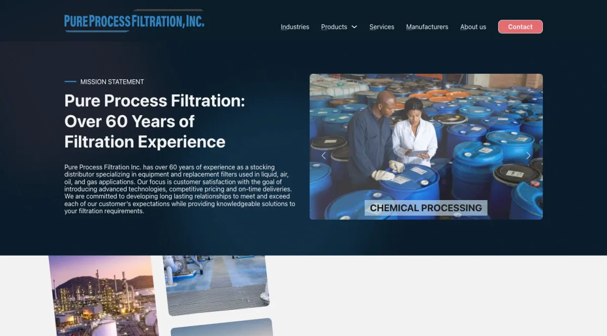 Pure Process Filtration homepage