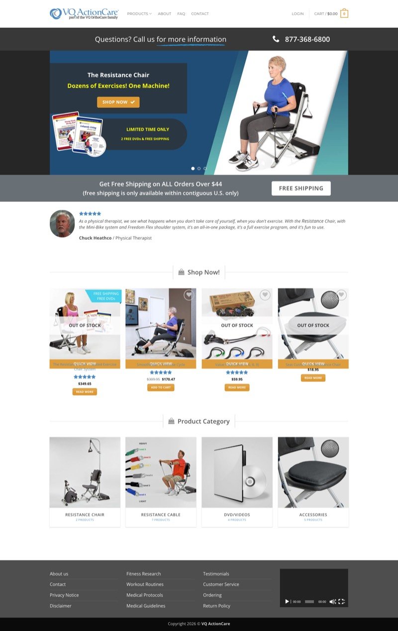 Full VQ ActionCare homepage