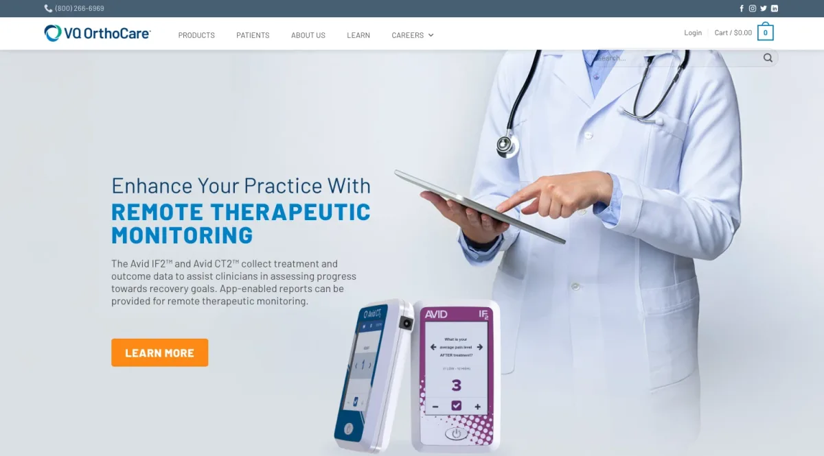 VQ OrthoCare homepage