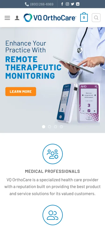 VQ OrthoCare on a phone