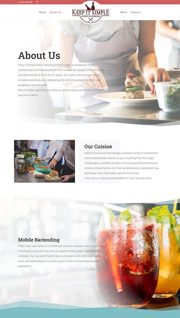Keep it Simple Catering and Event Website Image