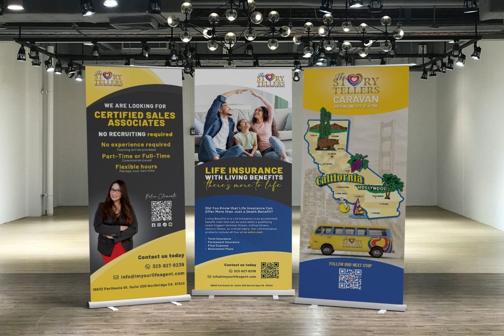 Rolling banners graphic design for The Story Tellers in Glendale, California